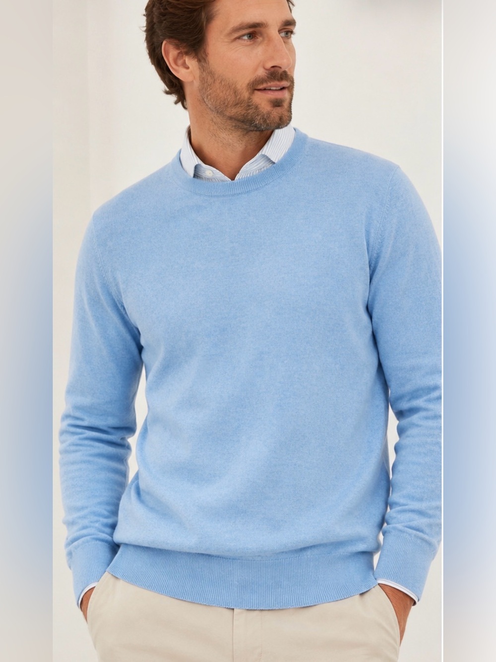 Peter Millar Crown Soft Cotton Silk Crewneck Sweater Light Blue Men’s Small
